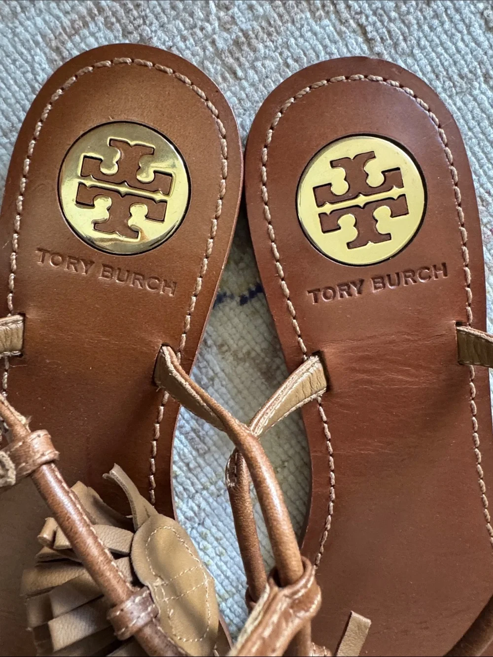 Tory Burch Leather Floral Print Slingback Sandals Size 6.5
